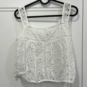 Aritzia Wilfred La Boheme White Eyelet Top XS